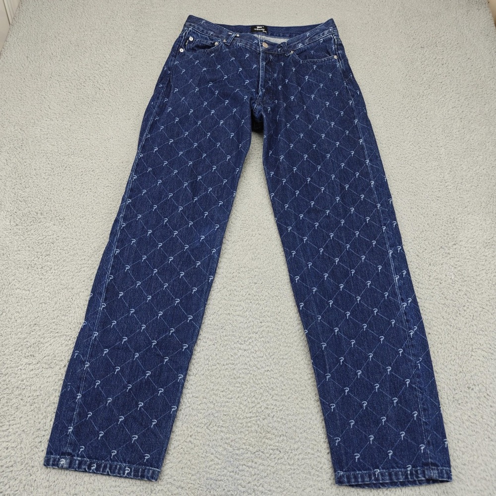 Patta Jeans Mens 30x32 Denim All Over Print Straight Leg Button Fly Amsterdam